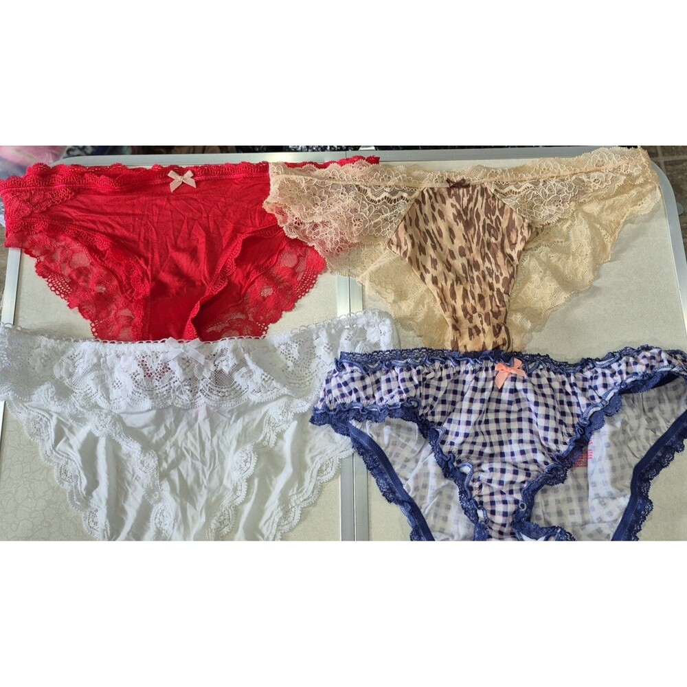 NWOT Lot Of 4 Victorias Secret Medium Underwear Panties Sheer Lace Soft New